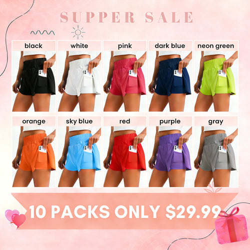 🔥Limited time clearance🔥Anti-exposure sports shorts with built-in inner layer and convenient side pockets